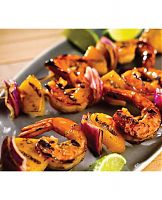  Grilled Peach Teriyaki Shrimp Skewers